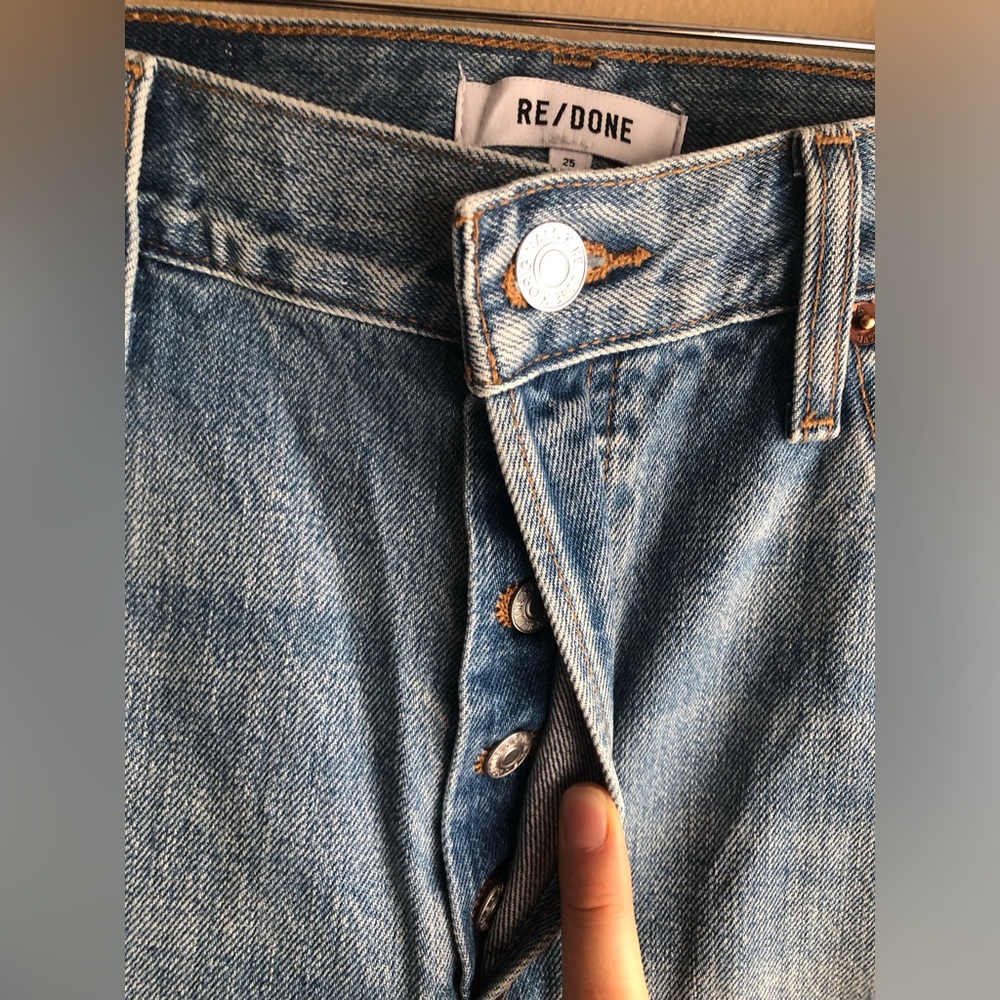 NEW REDONE 70S Ultra High Rise STOVE PIPE Women Blue Jeans Size 25 - Picture 9 of 16